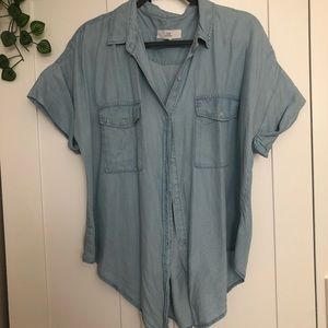 Button Down Denim Blouse